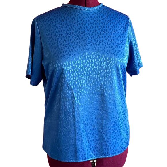 Vintage Top Womens Size XL Blue Animal Print Structured Business Casual Retro - Picture 1 of 8